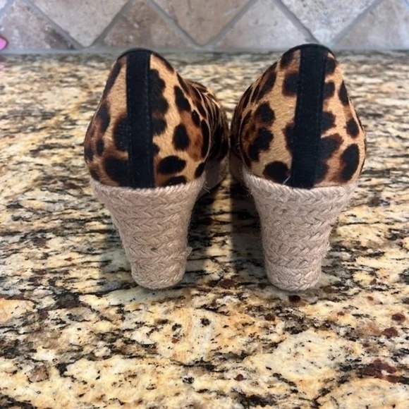 J. Crew Collection Seville Espadrille Wedge Leopard Calf Hair Size 7 - Picture 8 of 11